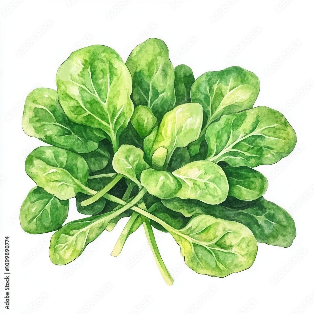 Fototapeta premium Fresh green spinach leaves on white background, healthy and organic.