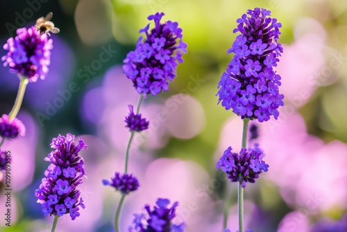 Vervain. Beautiful Purple Blooms of Verbena hastata with Blurred Background photo