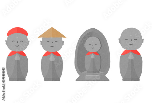 お地蔵さんのシンプルイラストセット