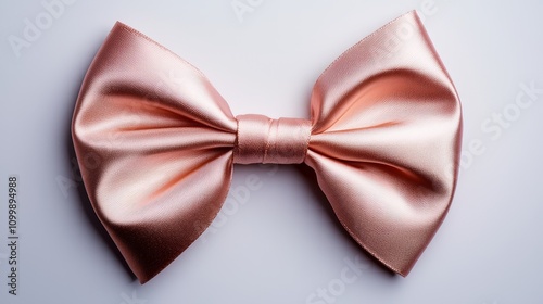 Valentine ribbon bow with a soft satin texture in blush pink, isolated on white, high detail and elegant styling, romantic feel