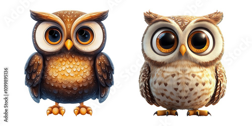 Wallpaper Mural Cute Cartoon Owls on Transparent Background Torontodigital.ca