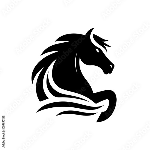 Majestic Galloping Horse Silhouette Logo Design – Perfect for Equestrian Branding and Creative Artworks photo