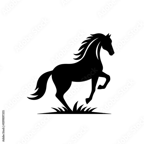 Majestic Galloping Horse Silhouette Logo Design – Perfect for Equestrian Branding and Creative Artworks photo