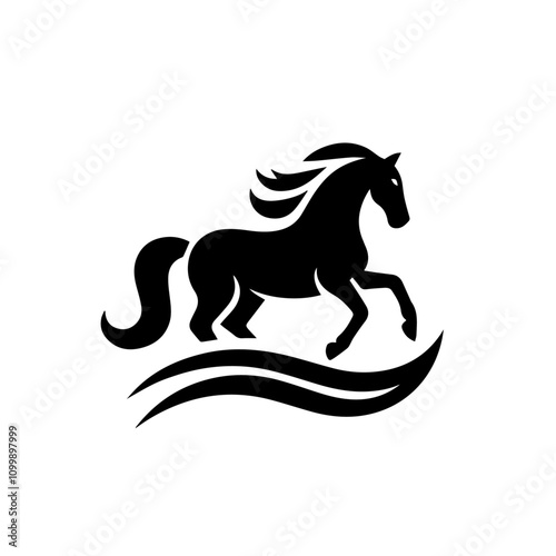 Majestic Galloping Horse Silhouette Logo Design – Perfect for Equestrian Branding and Creative Artworks