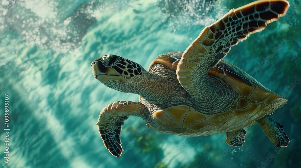 Obraz premium A turtle swimming in the ocean