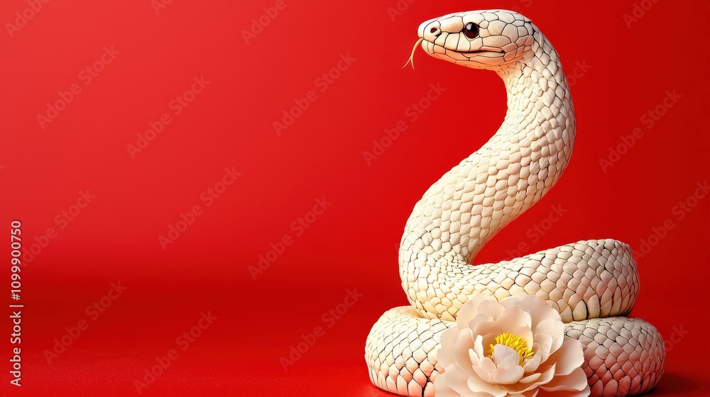 Fototapeta premium Discover the mystical significance of the white snake in the chinese zodiac year of the snake