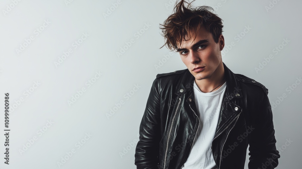 Fototapeta premium Transmasculine individual in casual outfit with soft lighting