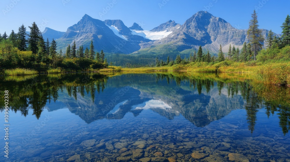 Fototapeta premium Mountain Reflection In A Crystal Clear Lake