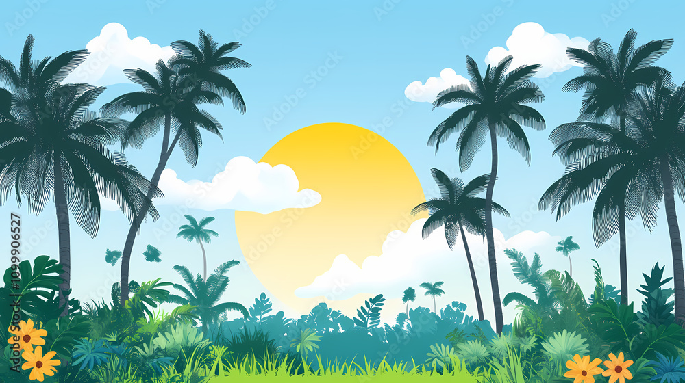 Obraz premium Flat picture nature in illustrator. Nature. Illustration