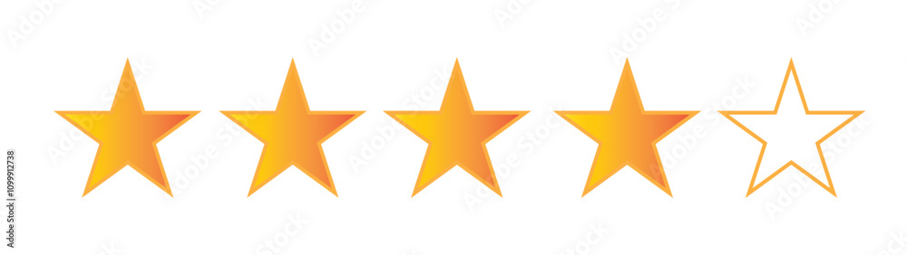 Obraz premium Five Star Rating With Gold Color Vector illustrator edit able file. Feedback, Review, and rate us, Reviews stars with good and bad rate vector customer review concepts. 