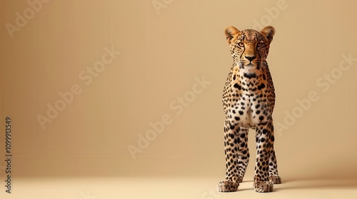 Majestic Leopard, A Wildlife Study in Tan Background photo