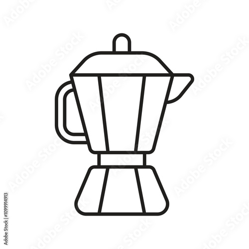 moka pot line icon with white background vector stock illustration