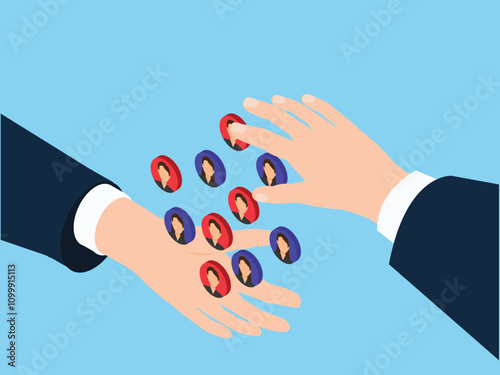 Customer Transfer and Market Share Redistribution 3d isometric vector illustration
