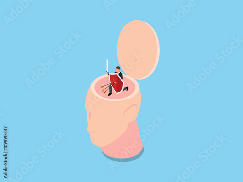 Inner Strength and Mental Resilience 3d isometric vector illustration