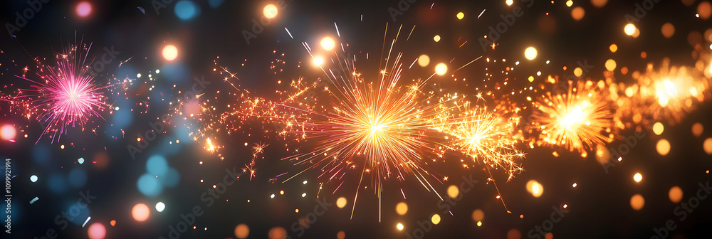 Fototapeta premium Festive Celebration Background with Sparkling Fireworks Display