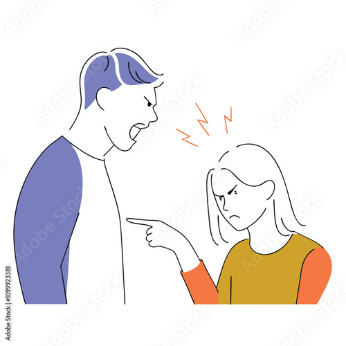 Man Yelling and Pointing at Woman in Argument