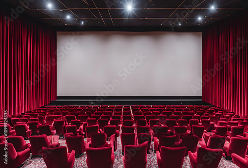 AN EMPTY CINEMA WITH A WHITE SCREEN 1  photo