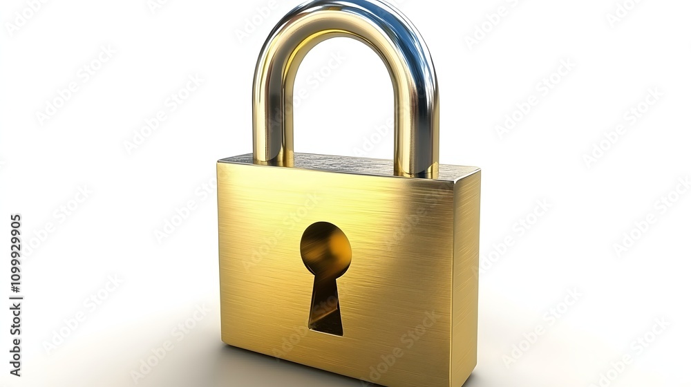 Naklejka premium Shiny golden padlock symbolizing security and protection.
