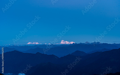 Landscape view of Moutain range in Taplejung, Nepal. photo