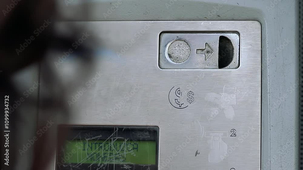 Nostalgic Scene of Woman Inserting Coins in Street Telephone - 4K