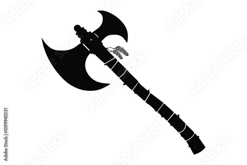 Black and white native American tomahawk vector illustration 