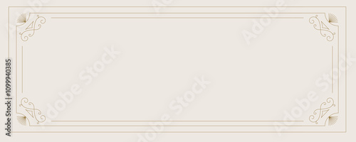 Vintage deco frame and border. Abstract decoration for horizontal design