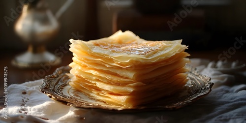 Plate of pancakes for Candlemas, chandeleur