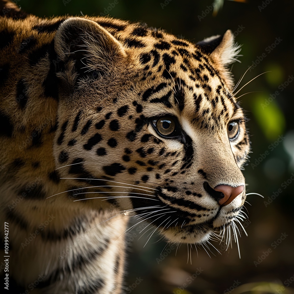 Obraz premium Intense Close-Up Portrait of a Fierce and Majestic Leopard in its Natural Habitat