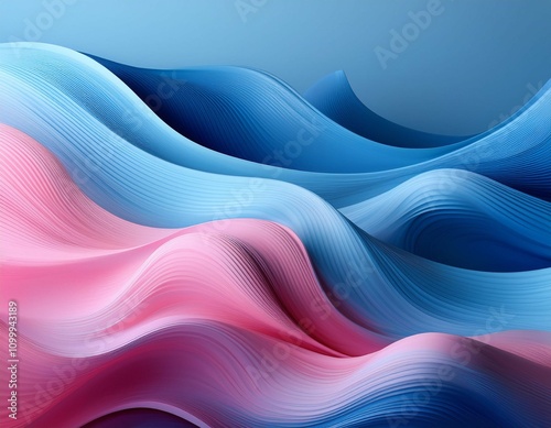 wallpaper abstract background forming smooth waves flowing gently in blue and pink colors photo