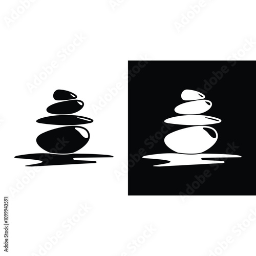 zen stone silhouette logo design template. vector illustration design creative