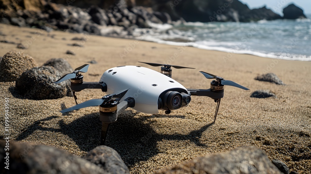 Obraz premium 113. A sleek, portable fishing drone with bait drop capability and high-definition camera