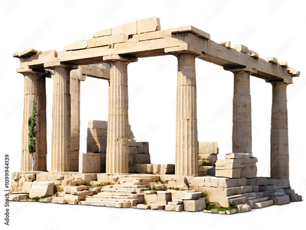 Obraz premium Ancient Building Transparent PNG – Inspired by the Acropolis