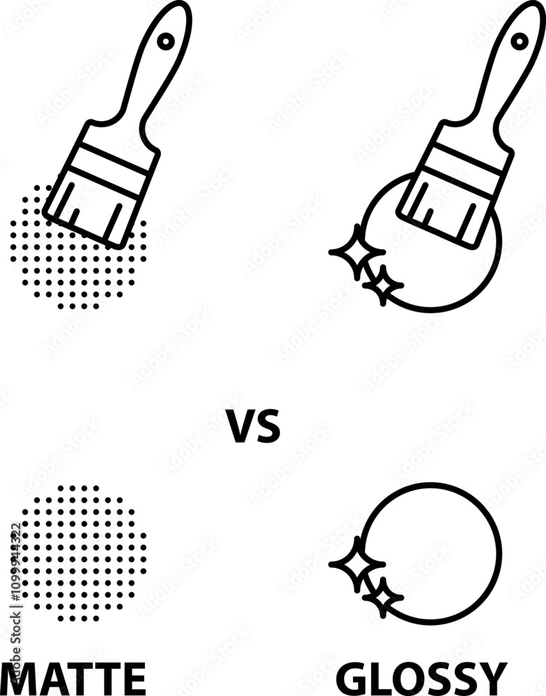 Matte vs Glossy icon , vector illustration
