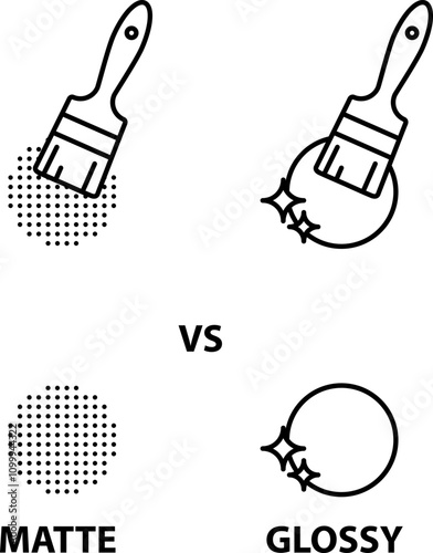 Matte vs Glossy icon , vector illustration