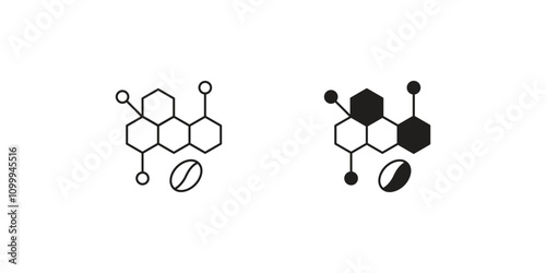 caffeine molecule set icon with white background vector stock illustration