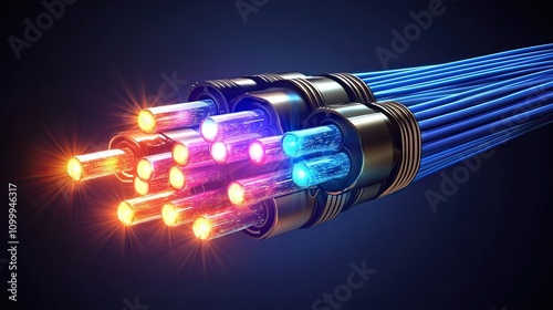 Wallpaper Mural Illuminated Fiber Optic Cables Displaying Vibrant Colors in 3D Torontodigital.ca
