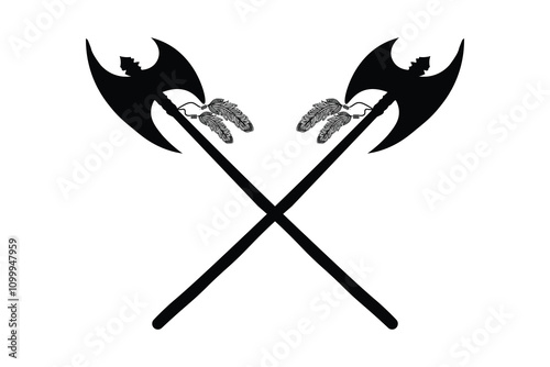 Two crossed native American tomahawk vector 