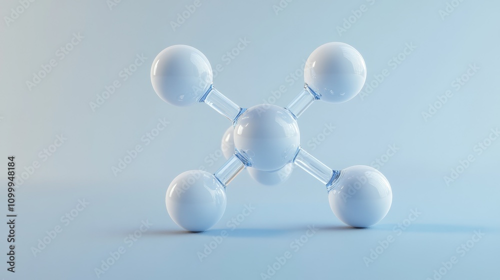 Obraz premium White Molecular Structure on Soft Blue Background for Science Concepts