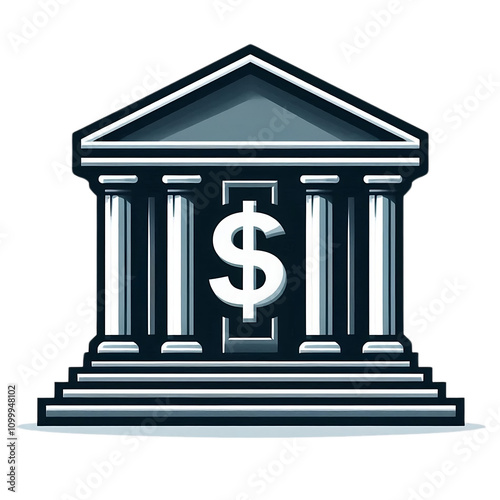 Classic Bank Building with Dollar Sign Symbolizing Finance and Economic Stability
