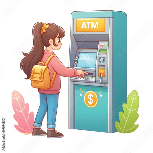 A girl with card