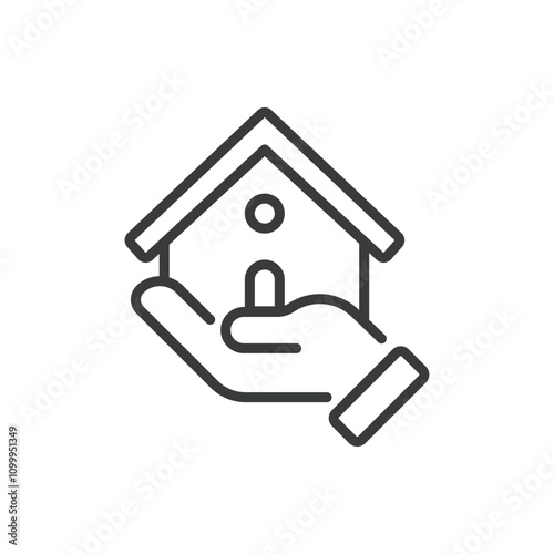 Property Insurance, icon in line design. Property, insurance, home, coverage, policy, risk, assets on white background vector. Property Insurance editable stroke icon