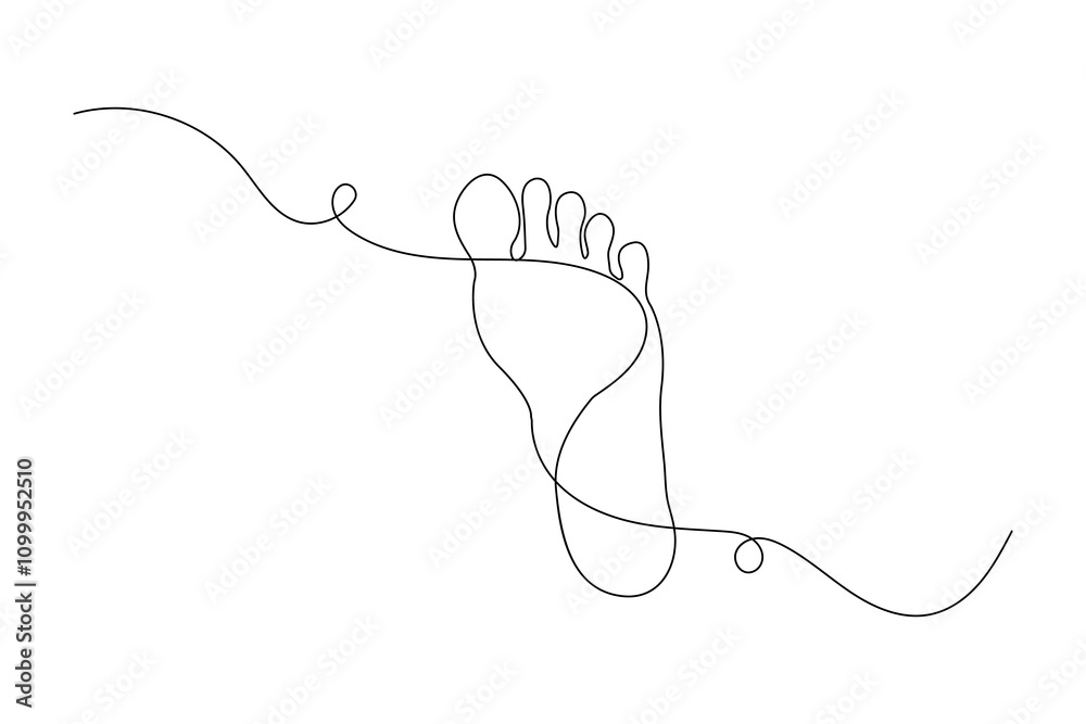 Obraz premium Foot sole continuous one line drawing of footprint isolated outline flat vector icon