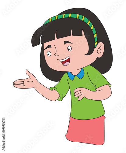 Cute girl cartoon vector illustration