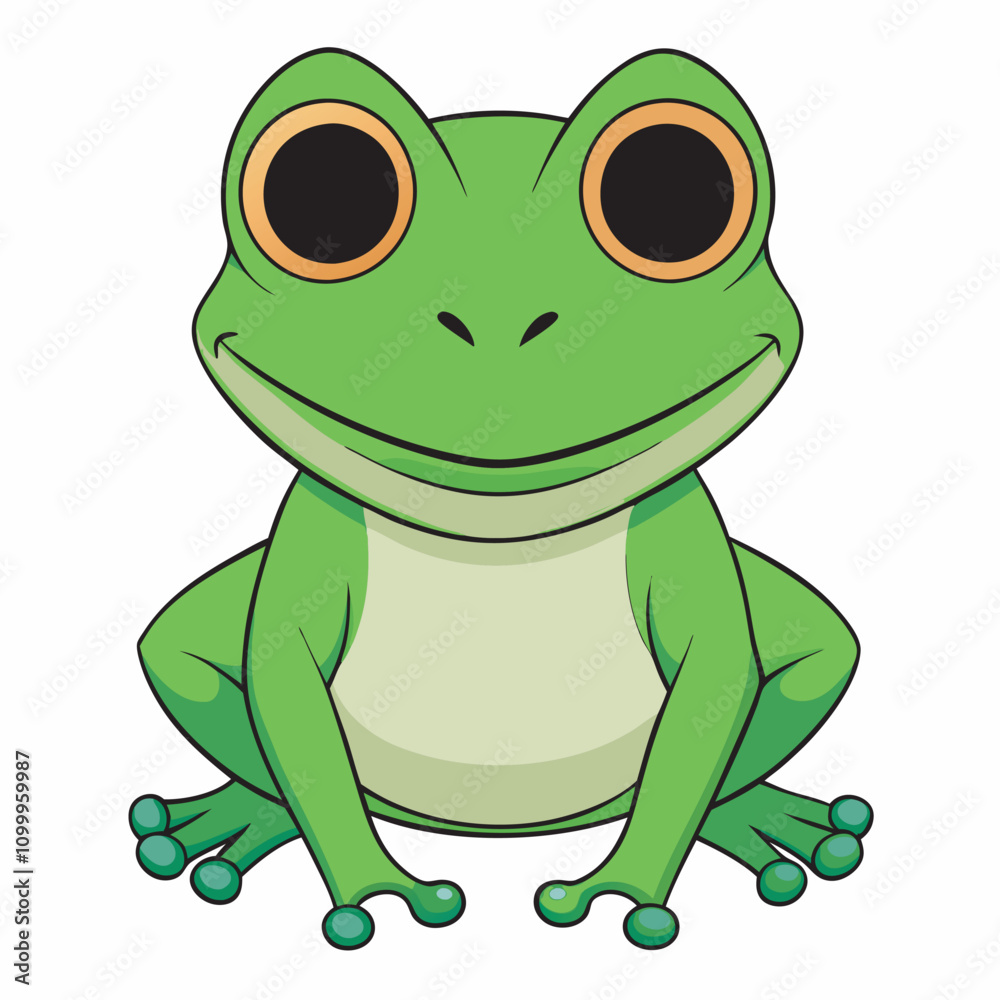 Fototapeta premium A frog cartoonstyle on a isoleted white background
