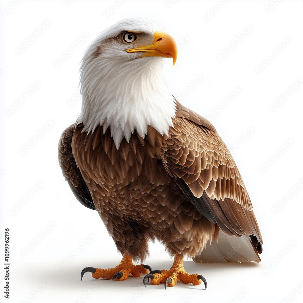Obraz premium Majestic eagle perched gracefully with folded wings showcasing intricate feather details