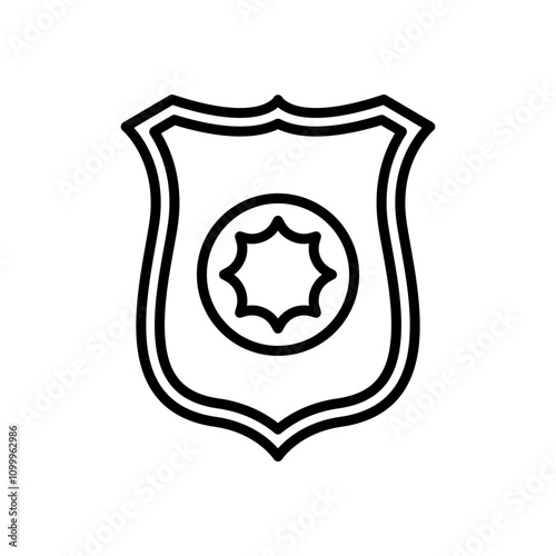 police badge icon vector, line style icon