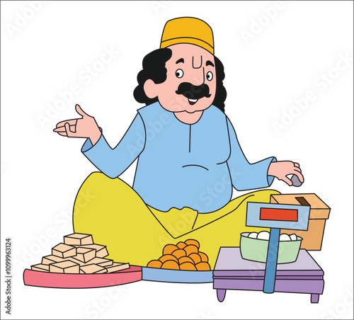  Indian sweet maker seller confectioner vector