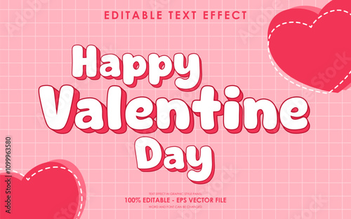 Editable Happy Valentine Day Text Effect with a Valentine's themed background