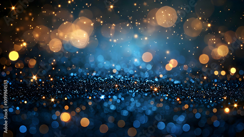 Abstract Blue and Gold Glitter Background