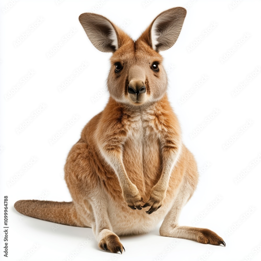 Obraz premium Muscular kangaroo stands proudly in a dynamic pose showcasing its strength on a clean background